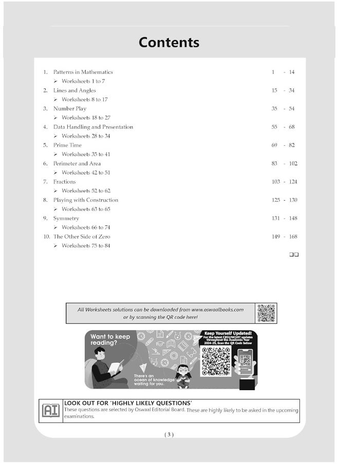 Oswaal NCERT & CBSE ONE FOR ALL WORKBOOK Mathematics (Ganita Prakash) Class-6