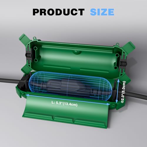 Flemoon فليموون [3 عبوات] غطاء أمان لكابل التمديد الخارجي، صندوق كهربائي مقاوم للعوامل الجوية IPX4 لحماية مخرج الكهرباء الخارجي، القابس، المقبس، زينة عيد الهالوين، عيد الميلاد، الضوء، أخضر - Image 3