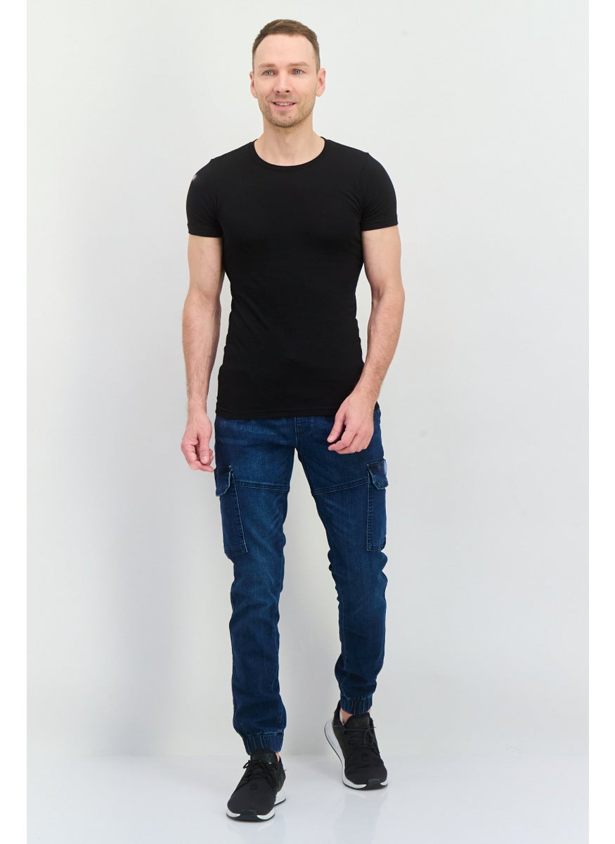 CROSSHATCH Men Jogger Fit Wash Stretchable Denim, Navy  - Image 3