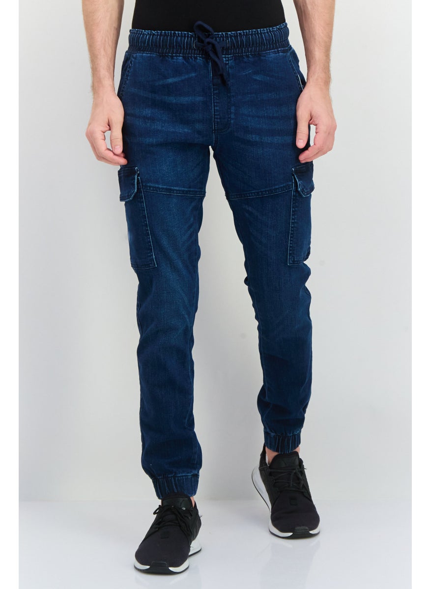 CROSSHATCH Men Jogger Fit Wash Stretchable Denim, Navy  - Image 1