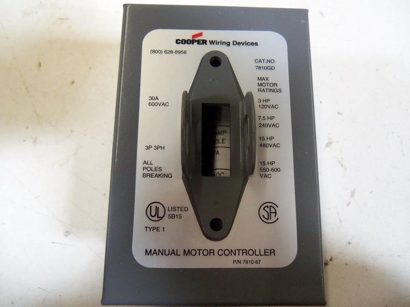 COOPER WIRING DEVICES AH7810GD Motor Controls Switch T11929 - Image 2