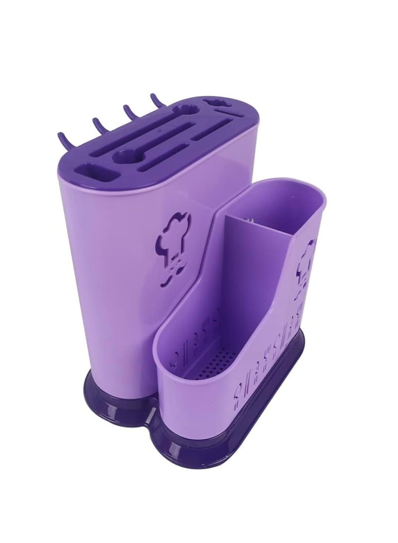 صفاية معالق وحامل سكاكين جامبو بلاستيك – تصميم عملي بجودة ممتازة وألوان جذابة OM (بنفسجي) - Image 2