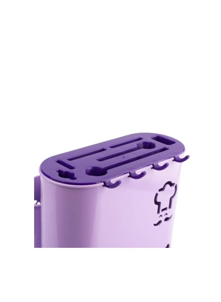 صفاية معالق وحامل سكاكين جامبو بلاستيك – تصميم عملي بجودة ممتازة وألوان جذابة OM (بنفسجي) - Image 3