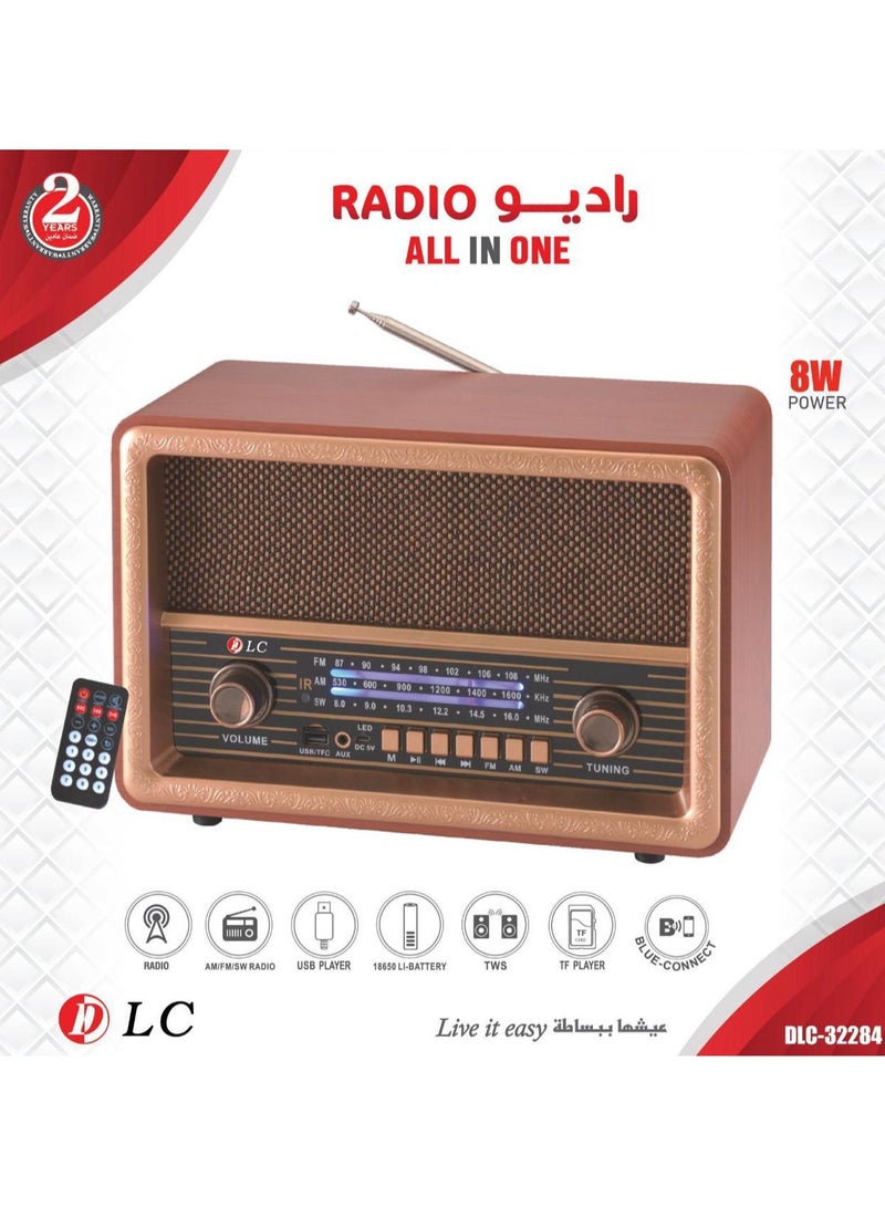 DLC All In One 8W Radio With Remote Radio USB Player /TWS /TF Player/BT Connect DLC-32284 