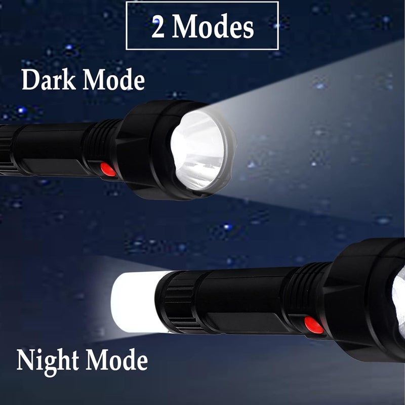 Care4 مصباح يدوي L-100X 20W برايت لايت مع 2 وضعيات (عالي، مصباح خلفي ليلي) مصباح LED ساطع عالي القدرة مع محول شحن USB للشحن السريع. مصباح (أسود: قابل لإعادة الشحن، لومن) - Image 5