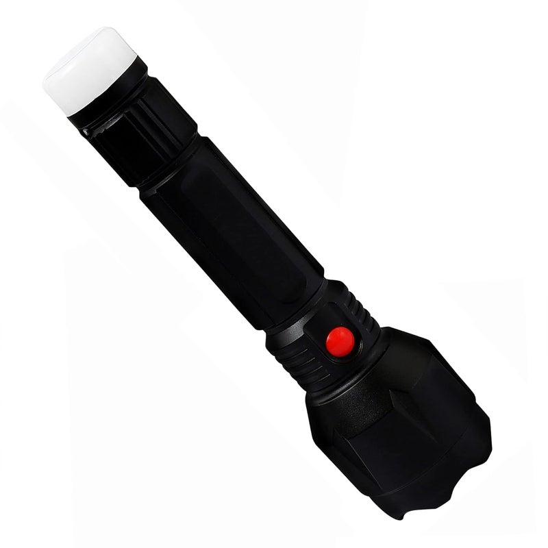 Care4 مصباح يدوي L-100X 20W برايت لايت مع 2 وضعيات (عالي، مصباح خلفي ليلي) مصباح LED ساطع عالي القدرة مع محول شحن USB للشحن السريع. مصباح (أسود: قابل لإعادة الشحن، لومن) - Image 1