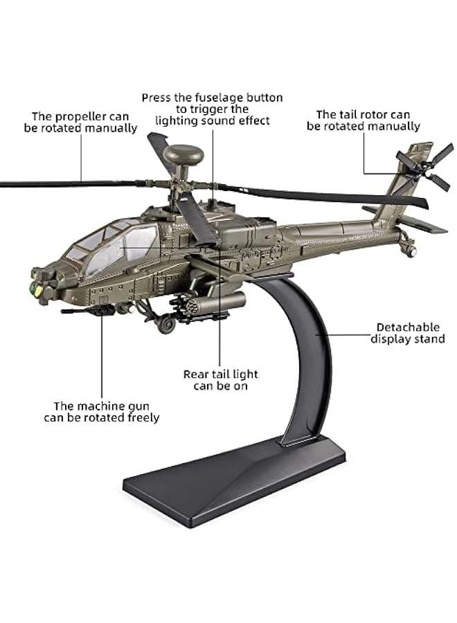 Helicopter for Boys - AH-64 Longbow Apache Model Aircraft, Diecast Helicopter with Light  Sound Effects, Perfect for Aviation Enthusiasts and Gift-Giving - Image 3
