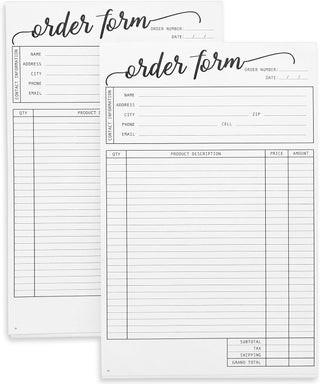 Set of 2 Work Order Forms with Carbon Copy Invoice Book for Small Business Supplies Black Scripted Design 50 Receipts Per Pad for 50 Orders 55 x 85 Inches - pzsku/ZFE2C4C3391F662265AAAZ/45/1747233454/10dc8eaf-c726-44f3-a060-604aebe28eb6