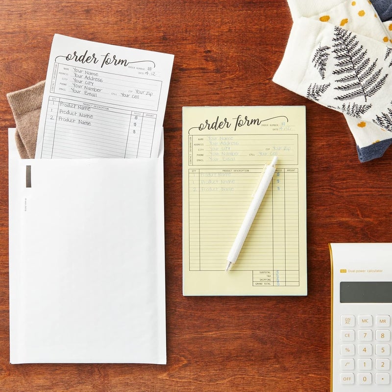 Set of 2 Work Order Forms with Carbon Copy Invoice Book for Small Business Supplies Black Scripted Design 50 Receipts Per Pad for 50 Orders 55 x 85 Inches