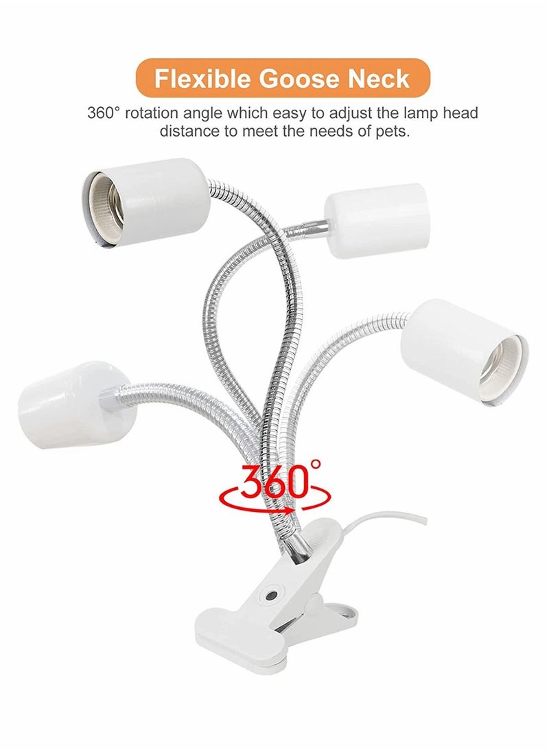 Y&D - Reptile Heat Lamp, Light with 360° Rotatable Hose, Adjustable Heating Lamp Fixture 3 UVA UVB Bulbs Suitable for Bearded Dragon Turtle Lizard Snake, Most Reptiles Plants, White - Image 1