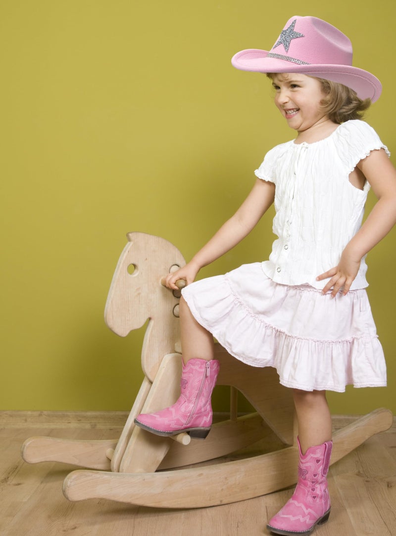 Jastore Kids Girls Boys Western Cowboy Hat Felt Cowboy Themed Party Hats with Glitter Silver Star (US, Age, 5 Years, 10 Years, Light Pink) - Image 4