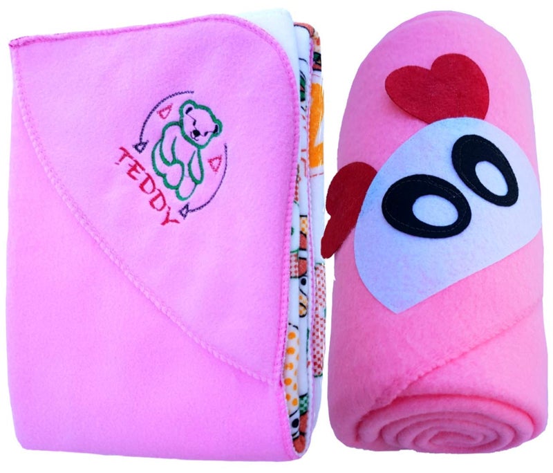 BRANDONN Baby Blankets New Born Combo Pack of Hooded Wrapper Blanket Cum AC Baby Blanket for Babies Pack of 2 - Image 1