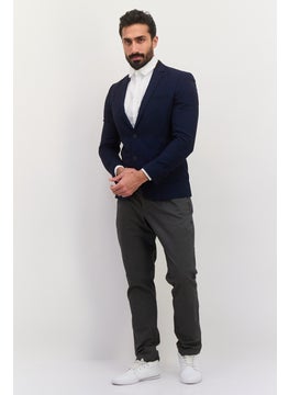 Jules Men Slim Fit Micro Grid Pattern Blazer, Navy  - Image 3