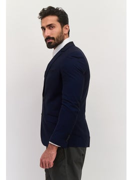 Jules Men Slim Fit Micro Grid Pattern Blazer, Navy  - Image 2