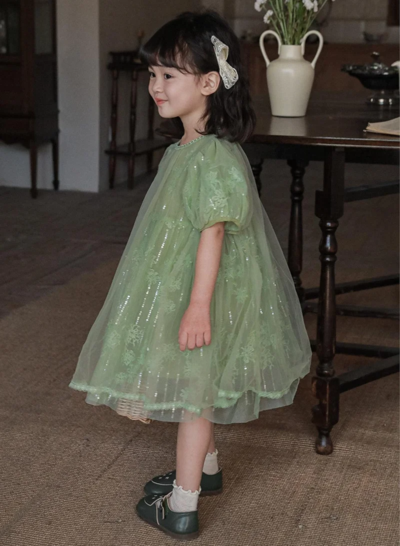 يوهيول فستان الدانتيل الأخضر