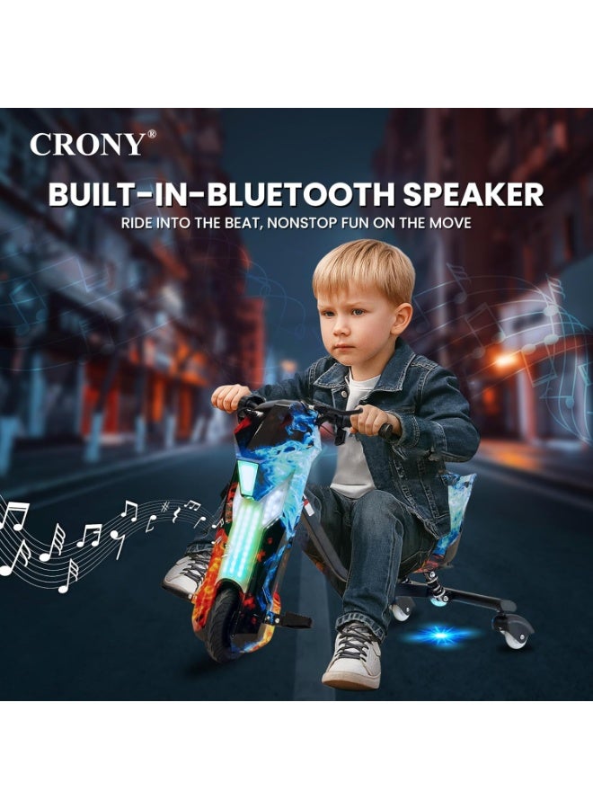 Crony D02 Electric Drift Car, Electric Drift Trike, Drift Scooter, Drift Kart, Electric Drift Kart, Ride On Drift Car, Kids Drift Car, Electric Ride On Car, Kids Electric Vehicle, Ride On Toy Car, Battery Powered Drift Car, 18KM/H High Speed Drift Car, LED Lights Drift Car, RGB Lights Drift Trike, Drift Car with Bluetooth Speaker, Rechargeable Battery Drift Car, Powerful Motor Drift Scooter, Wide Rear Wheels Drift Trike, Electric Drift Car for Kids Boys Girls Teens, Outdoor Ride On Drift Toy, Racing Drift Vehicle for Children Red Blue Fire - Image 3