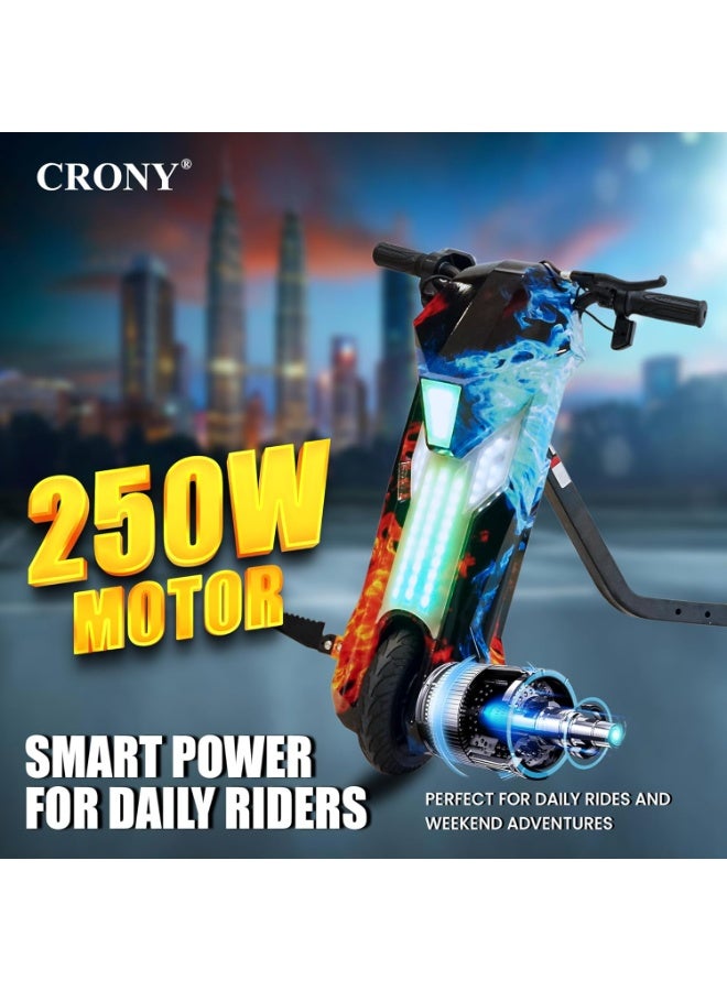 Crony D02 Electric Drift Car, Electric Drift Trike, Drift Scooter, Drift Kart, Electric Drift Kart, Ride On Drift Car, Kids Drift Car, Electric Ride On Car, Kids Electric Vehicle, Ride On Toy Car, Battery Powered Drift Car, 18KM/H High Speed Drift Car, LED Lights Drift Car, RGB Lights Drift Trike, Drift Car with Bluetooth Speaker, Rechargeable Battery Drift Car, Powerful Motor Drift Scooter, Wide Rear Wheels Drift Trike, Electric Drift Car for Kids Boys Girls Teens, Outdoor Ride On Drift Toy, Racing Drift Vehicle for Children Red Blue Fire - Image 5