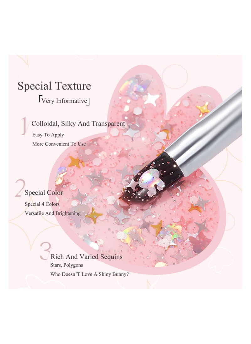 Miss Gooey Nail Polish Colors Cream Solid Gel Colorful Waterproof Rabbit Star Sequins Quick Dry 60 Seconds Salon-Quality Bright Soak off UV Lamp Required Home DIY Manicure 8g with Brush  - Image 3