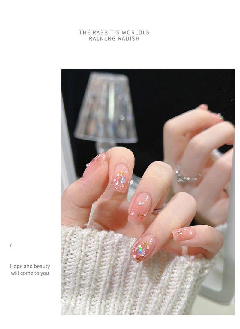 Miss Gooey - Nail Polish Colors Cream Solid Gel Colorful Waterproof Rabbit Star Sequins Quick Dry 60 Seconds Salon-Quality Bright Soak off UV Lamp Required Home DIY Manicure 8g with Brush - Image 1