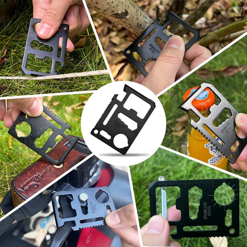 Cutiful Stocking Stuffers for Men - Snowflake 18 in 1 Multitool Christmas Gifts, 20 in 1 Card Multi Tools for Dad from Daughter Son, Gifts for Father Husband Him (Silver&Card) - Image 2