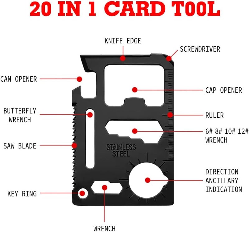 Cutiful Stocking Stuffers for Men - Snowflake 18 in 1 Multitool Christmas Gifts, 20 in 1 Card Multi Tools for Dad from Daughter Son, Gifts for Father Husband Him (Silver&Card) - Image 3