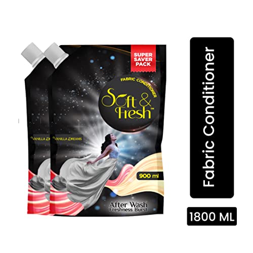 Soft & Fresh Combo Pack of Vanilla Dreams 2X900ml, best Fabric Conditioner softener increase freshness and softness 900ml refill pouch pack of 2 - Image 2