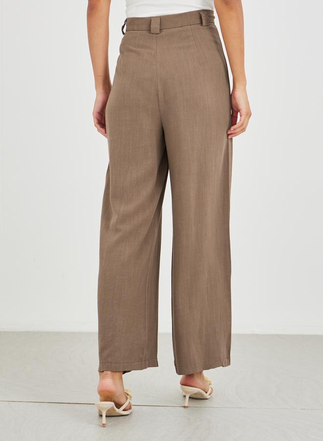 Styli Solid Mid Rise Wide Leg Pants - Image 1