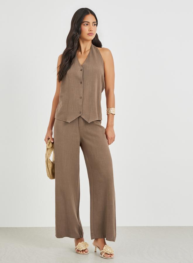 Styli Solid Mid Rise Wide Leg Pants - Image 2