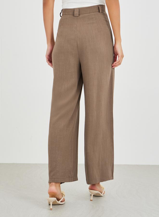 Styli Solid Mid Rise Wide Leg Pants - Image 5