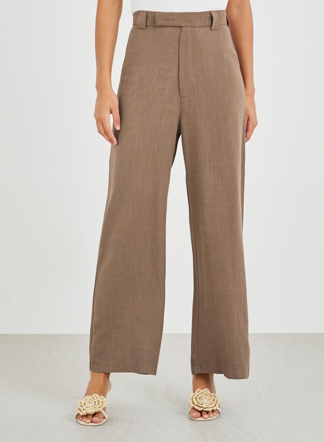 Styli Solid Mid Rise Wide Leg Pants - Image 3