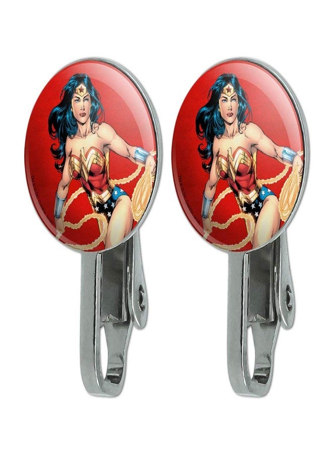 GRAPHICS & MORE Wonder Woman Character Novelty Clip-On Stud Earrings - Image 1