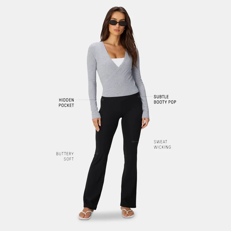 Fabletics Black Women's PureLuxe TLC Kick Flare Training Leggings for Women | Best Price UAE