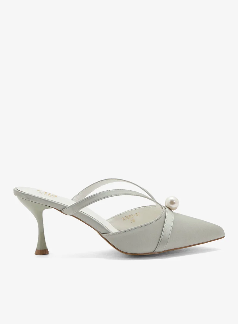 ELLA Slip On Heeled Pump With Pearl