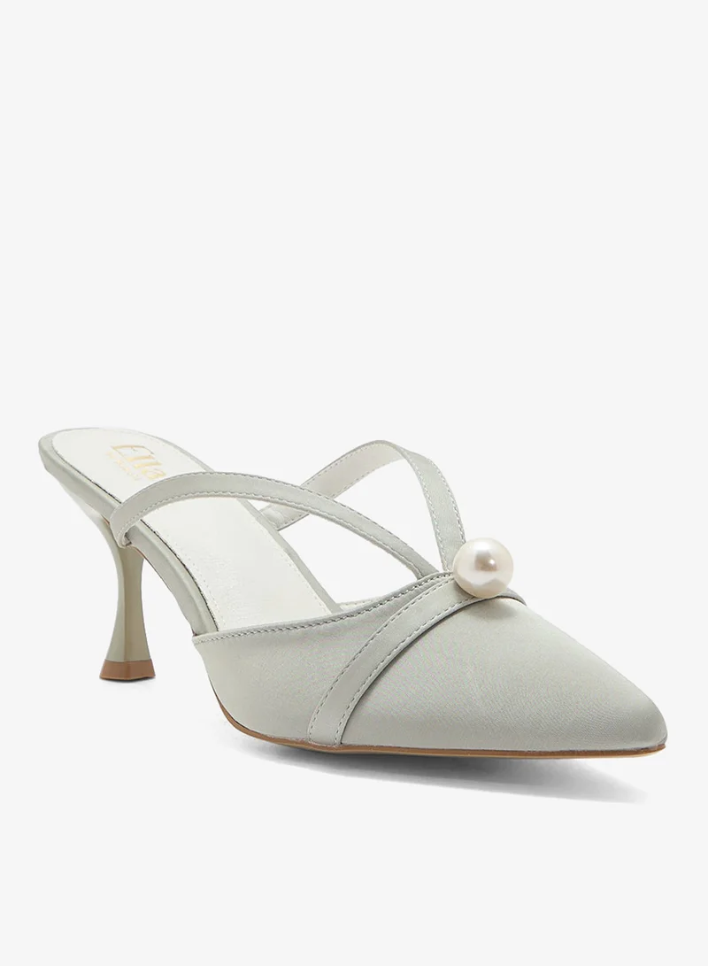 ELLA Slip On Heeled Pump With Pearl