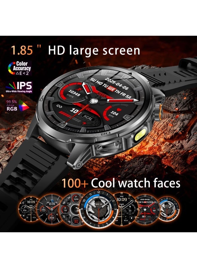 RollsTimi  Men's Smart Wearable Bluetooth Watch, New Style Smart Bracelet, 1000mAh Long Battery Life Large-Capacity Battery, 1.85-Inch HD High-Definition Full Touch Screen, Multiple Sports Modes, LED Flashlight, Various Personalized Dials For Free Switching, Smart Wearable Bluetooth Watch, Smart Watch, Wearable Bracelet, RT AK95 - Image 5