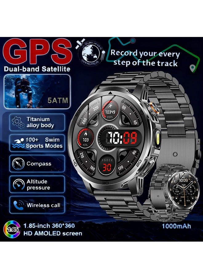 RollsTimi  Men's Smart Wearable Bluetooth Watch, New Style Smart Bracelet, 1000mAh Long Battery Life Large-Capacity Battery, 1.85-Inch HD High-Definition Full Touch Screen, Multiple Sports Modes, LED Flashlight, Various Personalized Dials For Free Switching, Smart Wearable Bluetooth Watch, Smart Watch, Wearable Bracelet, RT AK95 - Image 1