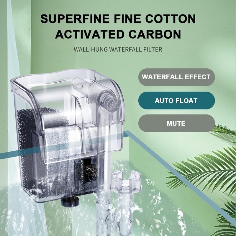 VAYINATO ® BLH-302 | 5W | 300L/ساعة | مناسب لخزان يصل إلى 2 قدم فلتر أكواريوم شفاف مع فلتر معلق مع جهاز سحب السطح | تحكم في تدفق قابل للتعديل | عالي الكفاءة، موفر للطاقة - Image 2