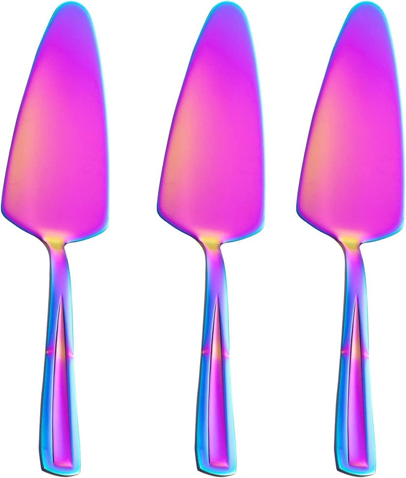 Rabbonix Pie Cake Server Set of 3 Piece Stainless Steel Dessert Server Spatula for Pizza, Pastry, Cheese, Dishwasher Safe | Color Rainbow - Image 1
