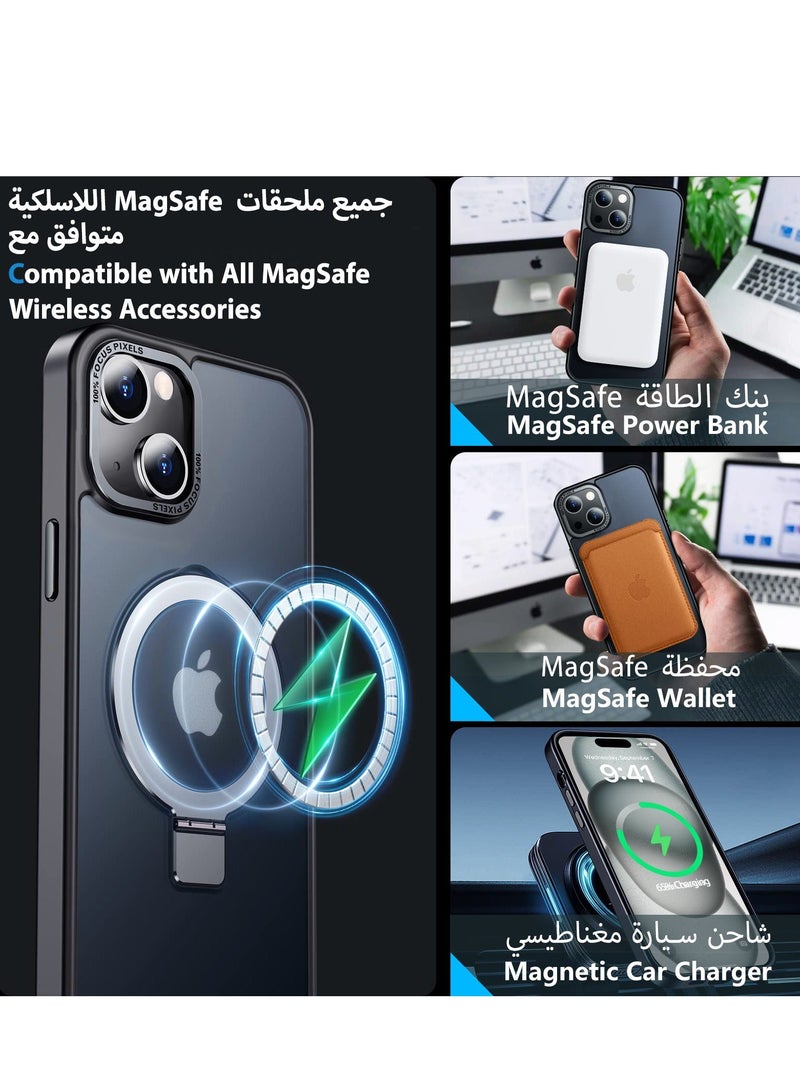 Eligo iPhone 15 Plus Magnetic Case with Invisible Stand, Compatible with MagSafe Shockproof Protection Cover, Translucent Matte Slim Phone Case with Magnet for Apple 15 Plus (2023)(Black)  - Image 2