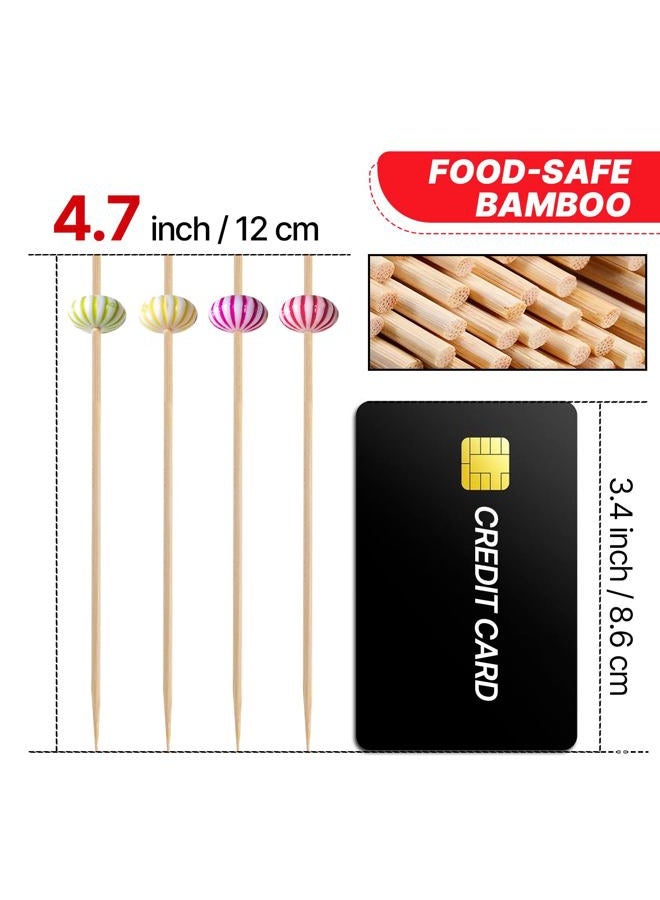 PuTwo Cocktail Picks Handmade Bamboo Toothpicks 100ct 4.7" Multicolor Pumkin - Image 2