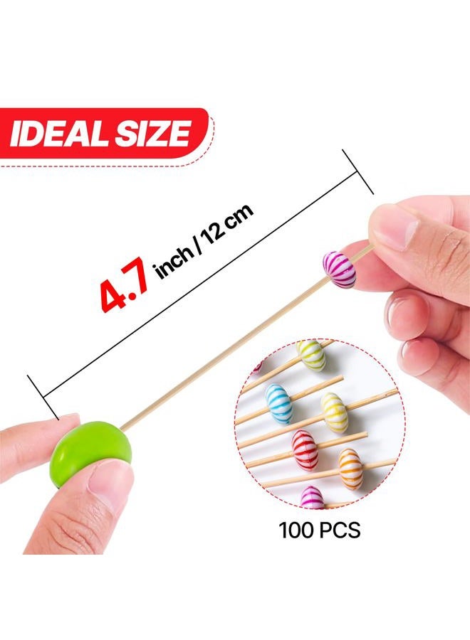 PuTwo Cocktail Picks Handmade Bamboo Toothpicks 100ct 4.7" Multicolor Pumkin - Image 3