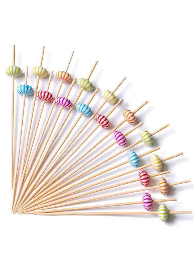 PuTwo Cocktail Picks Handmade Bamboo Toothpicks 100ct 4.7" Multicolor Pumkin - Image 1