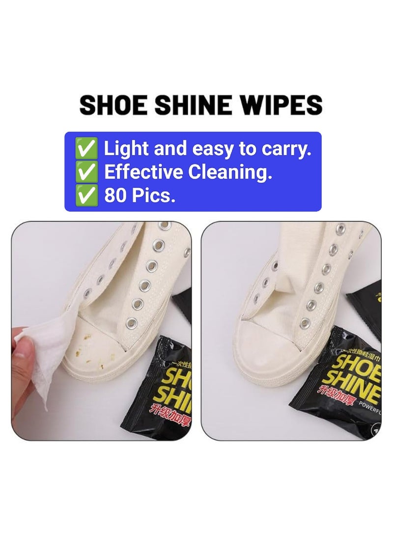 Natural Sneaker & Shoe Cleaner Wipes - 1 Packs of 80 - Portable Sneakers Cleaner Shoe Wipes Quickly Remove Dirt & Stains - These Disposable Shoe Cleaning Wipes Can Be Used On Most