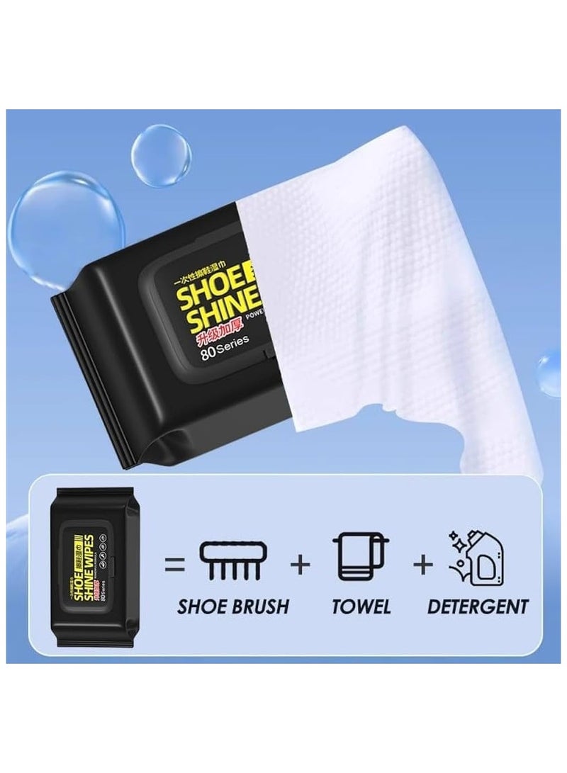 Natural Sneaker & Shoe Cleaner Wipes - 1 Packs of 80 - Portable Sneakers Cleaner Shoe Wipes Quickly Remove Dirt & Stains - These Disposable Shoe Cleaning Wipes Can Be Used On Most