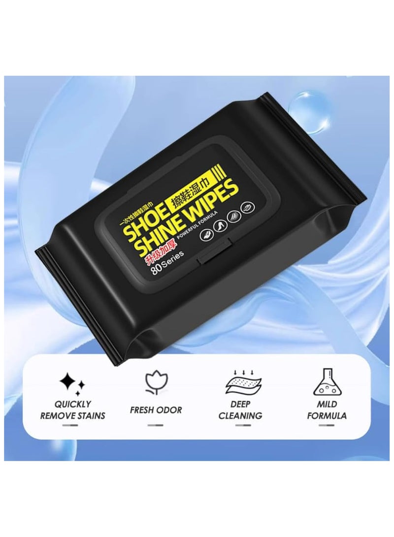 Natural Sneaker & Shoe Cleaner Wipes - 1 Packs of 80 - Portable Sneakers Cleaner Shoe Wipes Quickly Remove Dirt & Stains - These Disposable Shoe Cleaning Wipes Can Be Used On Most