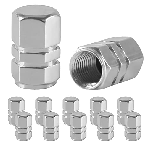 JUSTTOP Car Tire Valve Stem Caps, 12pcs Air Caps Cover, Universal for Cars, SUVs, Bike, Trucks and Motorcycles-Silver - Image 1
