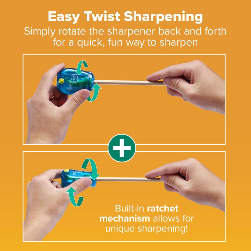 Bostitch Office Pencil Sharpener, Manual, One Assorted Color, Twist-n-Sharp, Kids, Boys, Girls, Colored Pencils, 1 Pack - Image 3