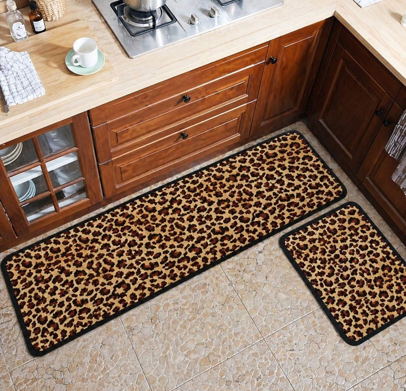 2 Pieces Rectangular Kitchen Floor Mats Carpet Household Soft Waterproof Non-Slip Oil-Proof Wipeable Washable Dirt-resistant (Shape 22) - Image 3