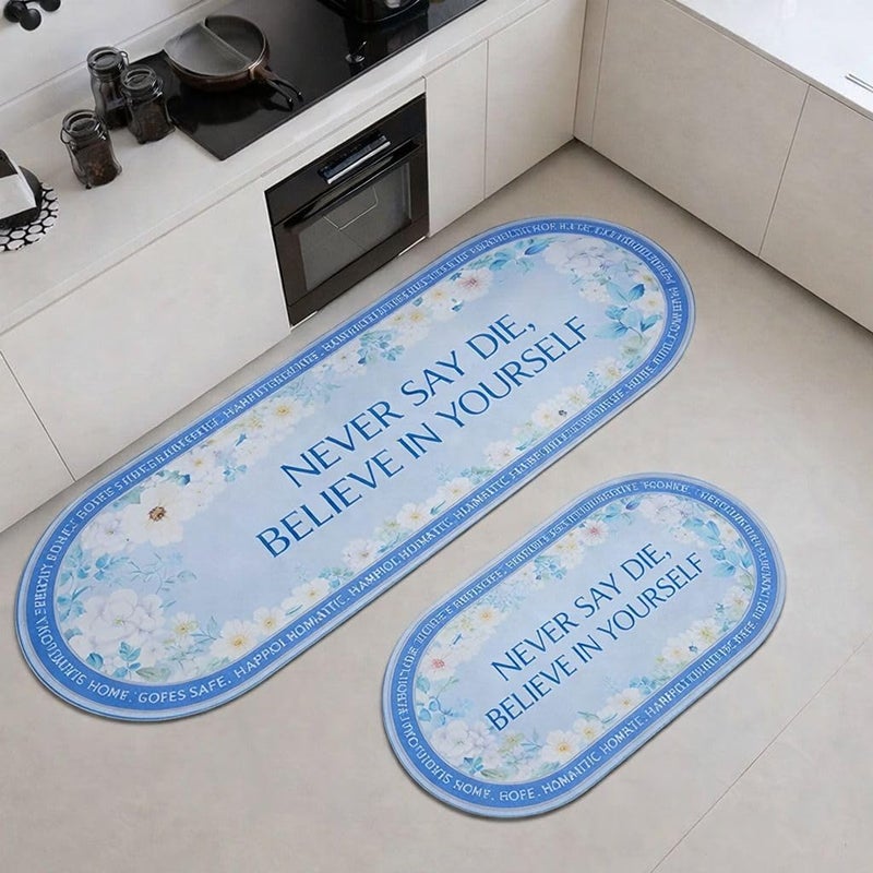 2 Pieces Rectangular Kitchen Floor Mats Carpet Household Soft Waterproof Non-Slip Oil-Proof Wipeable Washable Dirt-resistant (Shape 22) - Image 4