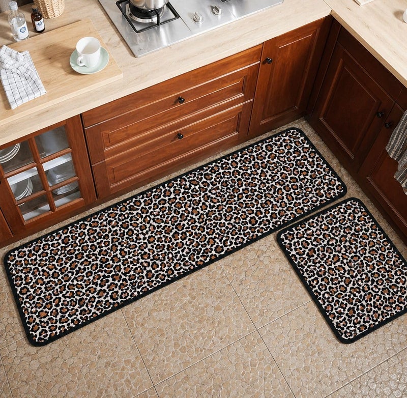 2 Pieces Rectangular Kitchen Floor Mats Carpet Household Soft Waterproof Non-Slip Oil-Proof Wipeable Washable Dirt-resistant (Shape 22) - Image 5